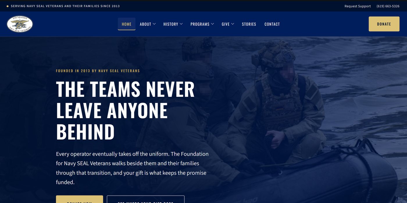 The sealvet.org homepage after the redesign, shown at desktop width