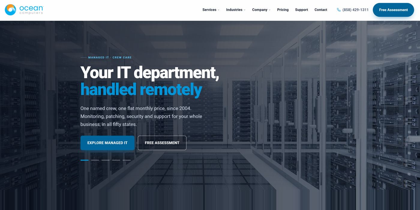 The oceancomputers.io homepage after the redesign, shown at desktop width